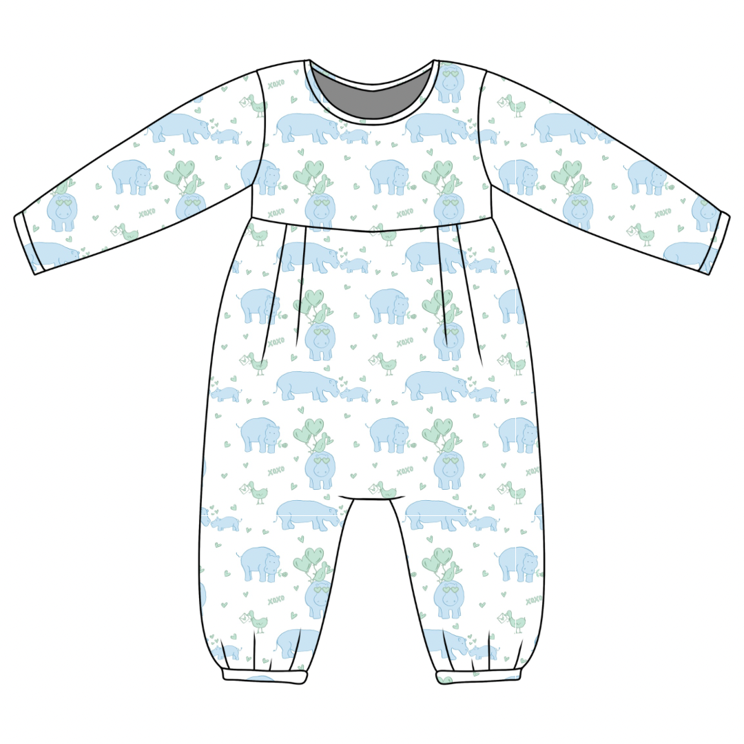 *PRE-ORDER* James Romper- Be My Hippo-tine