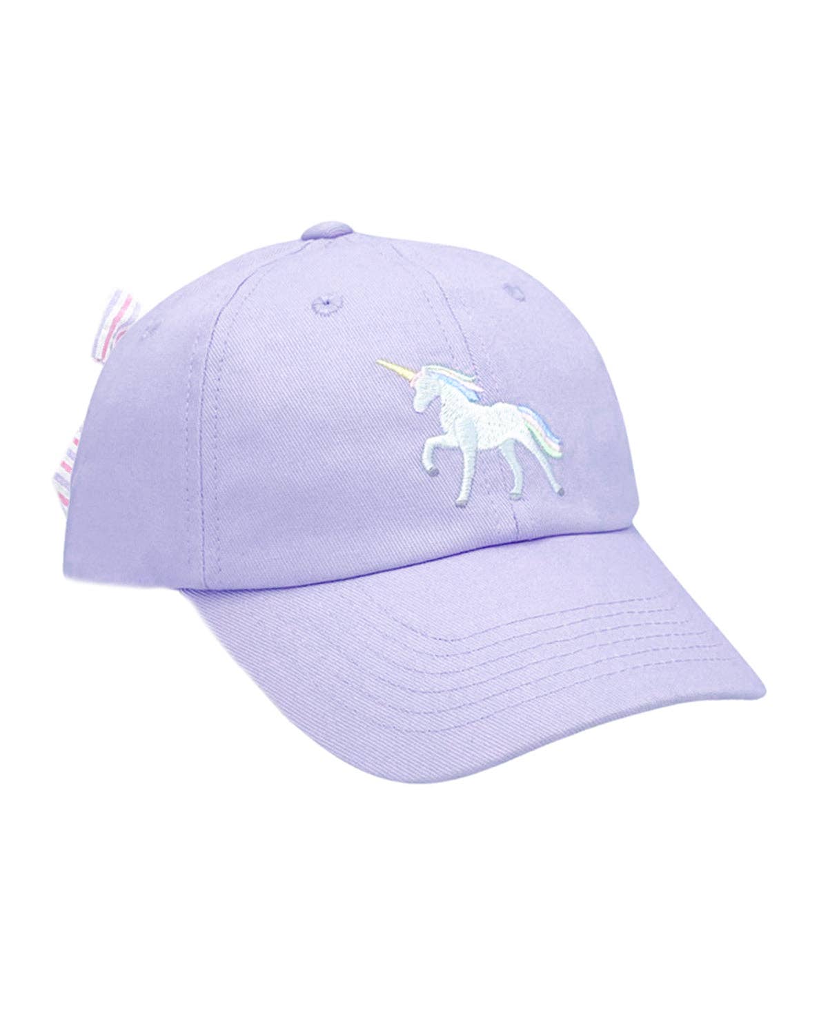 Rainbow Unicorn Bow Baseball Hat (Baby, Youth)