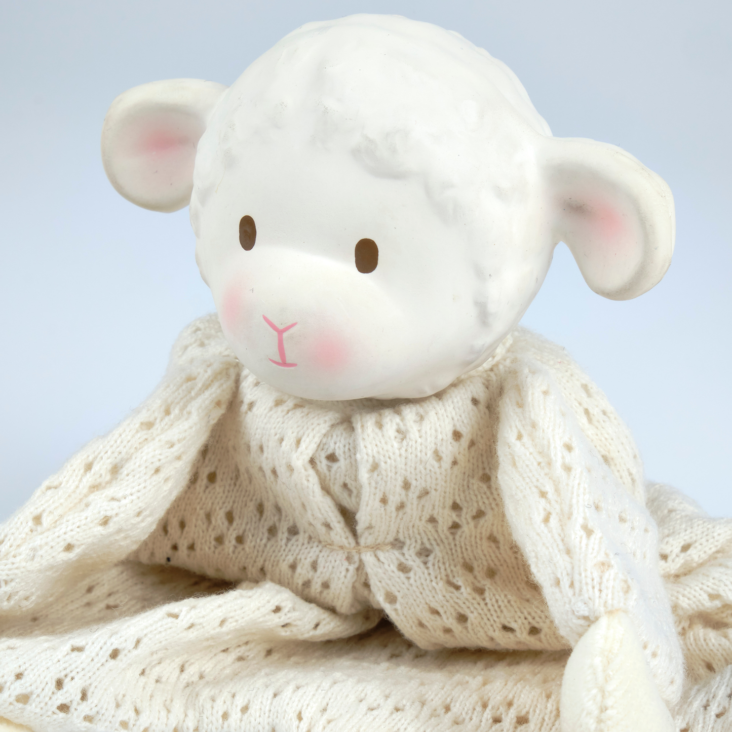 Bahbah the Lamb Baby Lovey with Natural Rubber Teether Head